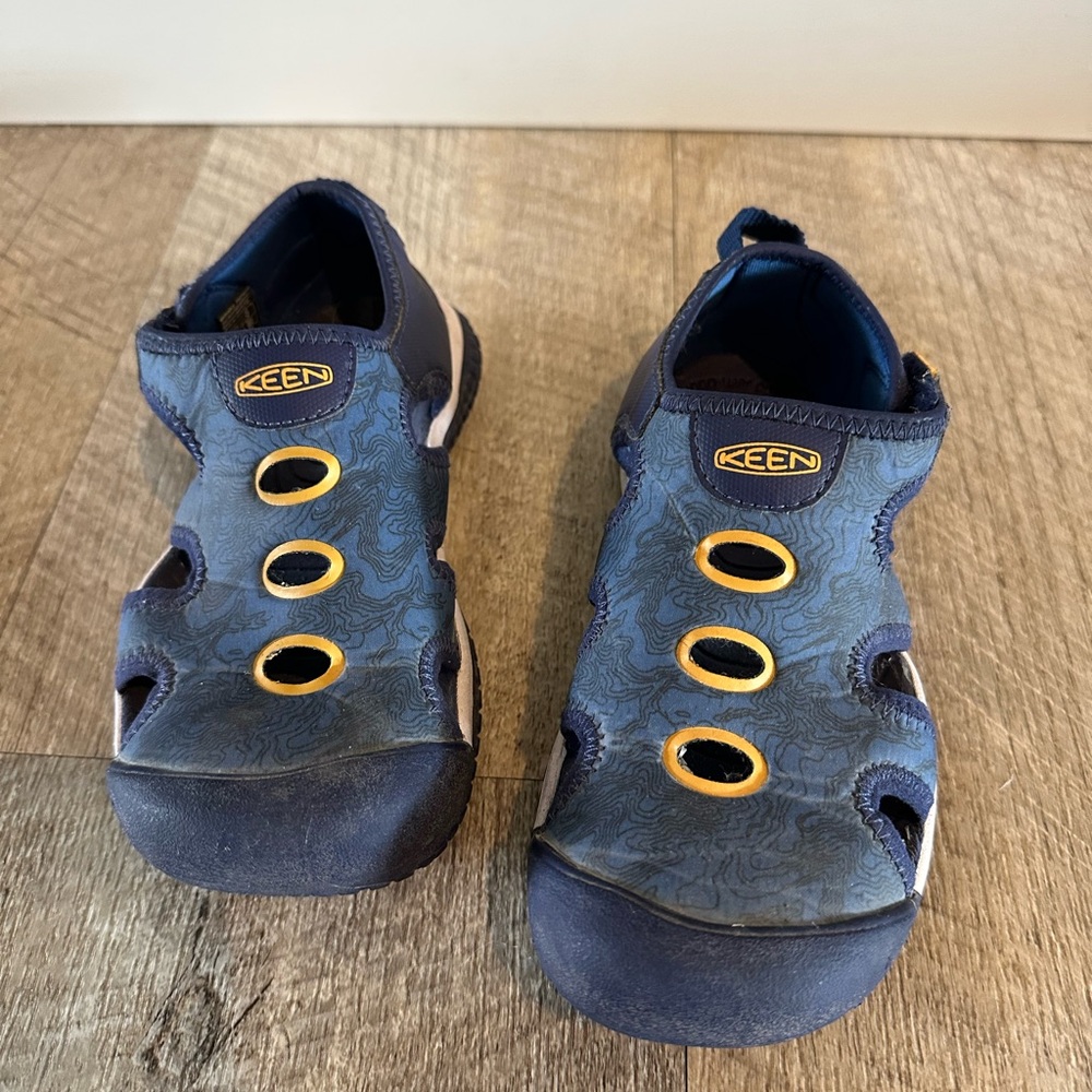 KEEN Kids Navy Sandals with Yellow Accents